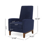 Upholstered Push-Back Recliner Chair with Rubberwood Legs