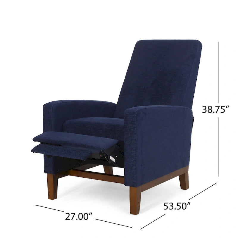 Upholstered Push-Back Recliner Chair with Rubberwood Legs