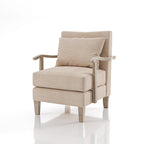 Contemporary Beige Fabric & Vinyl Accent Chair