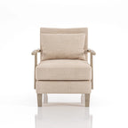 Contemporary Beige Fabric & Vinyl Accent Chair