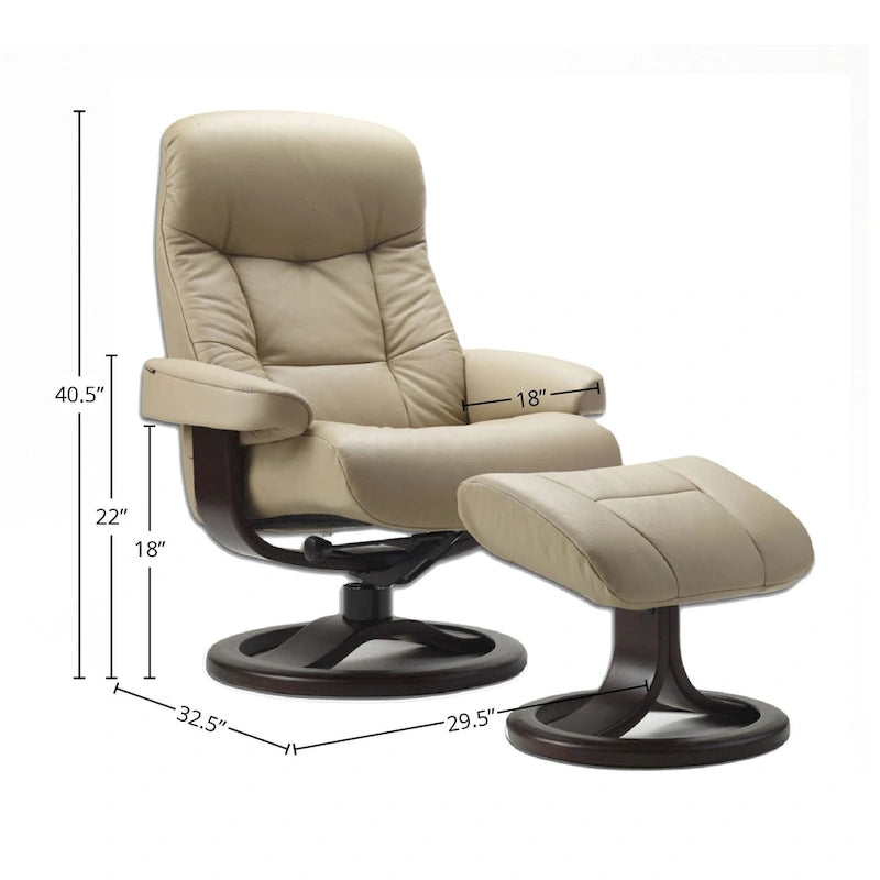Set aus Ledersessel und Hocker
