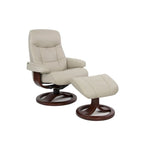 Set aus Ledersessel und Hocker