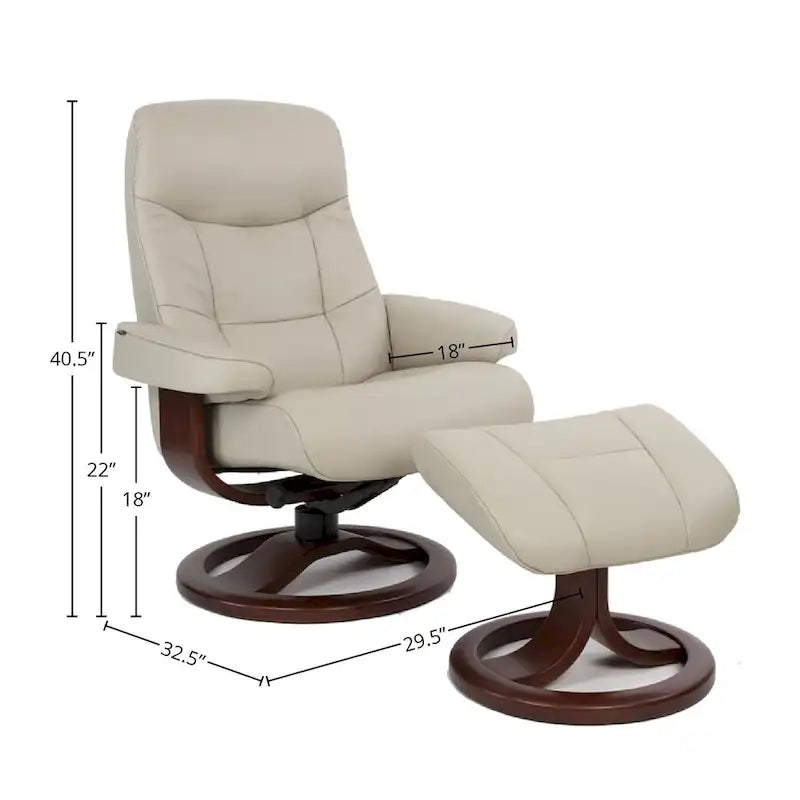 Set aus Ledersessel und Hocker