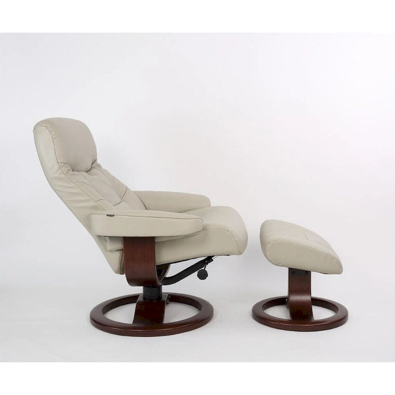 Set aus Ledersessel und Hocker