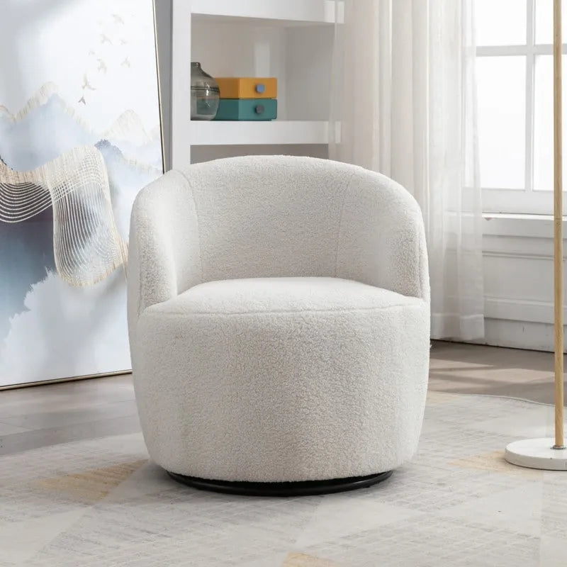 360° Swivel Accent Barrel Chair – Upholstered with Metal Swivel Base