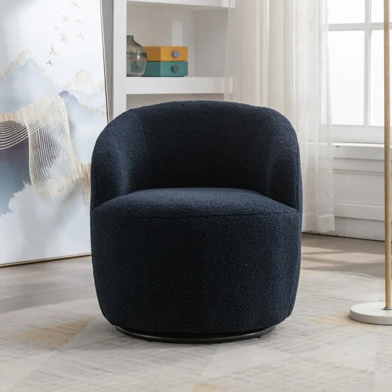 360° Swivel Accent Barrel Chair – Upholstered with Metal Swivel Base