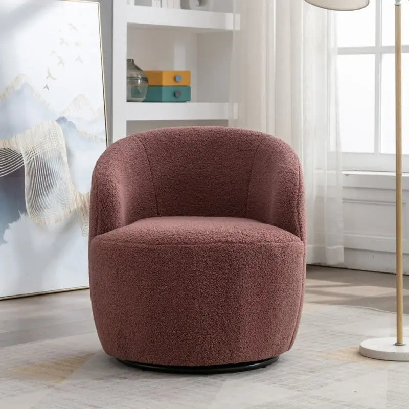 360° Swivel Accent Barrel Chair – Upholstered with Metal Swivel Base