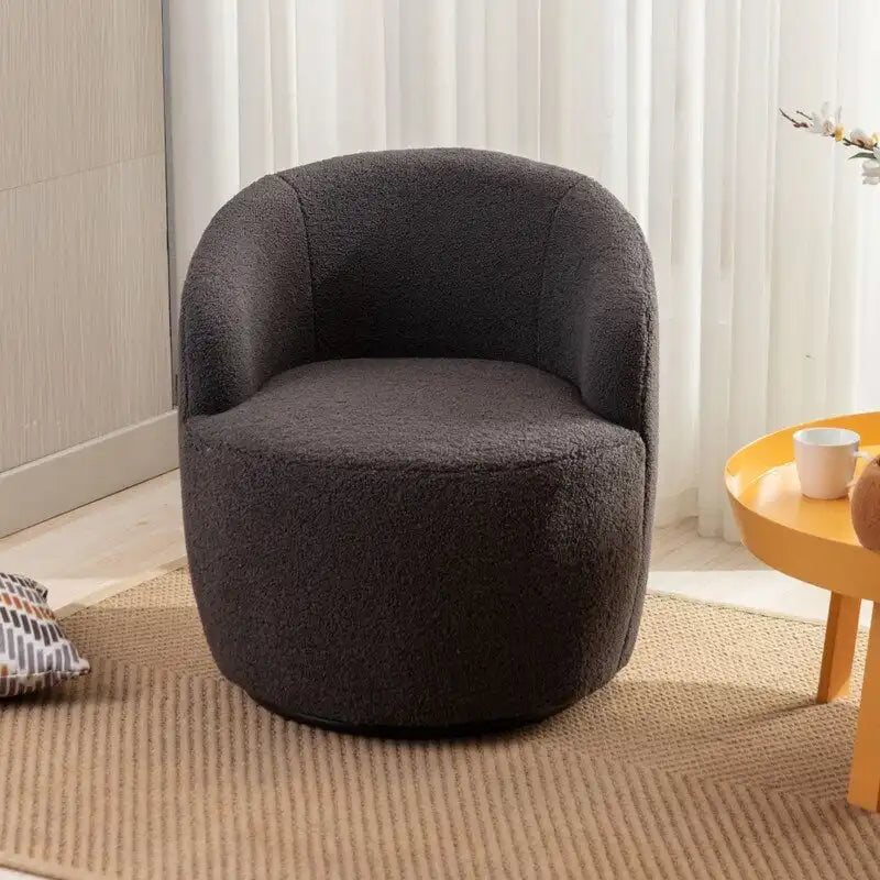 360° Swivel Accent Barrel Chair – Upholstered with Metal Swivel Base