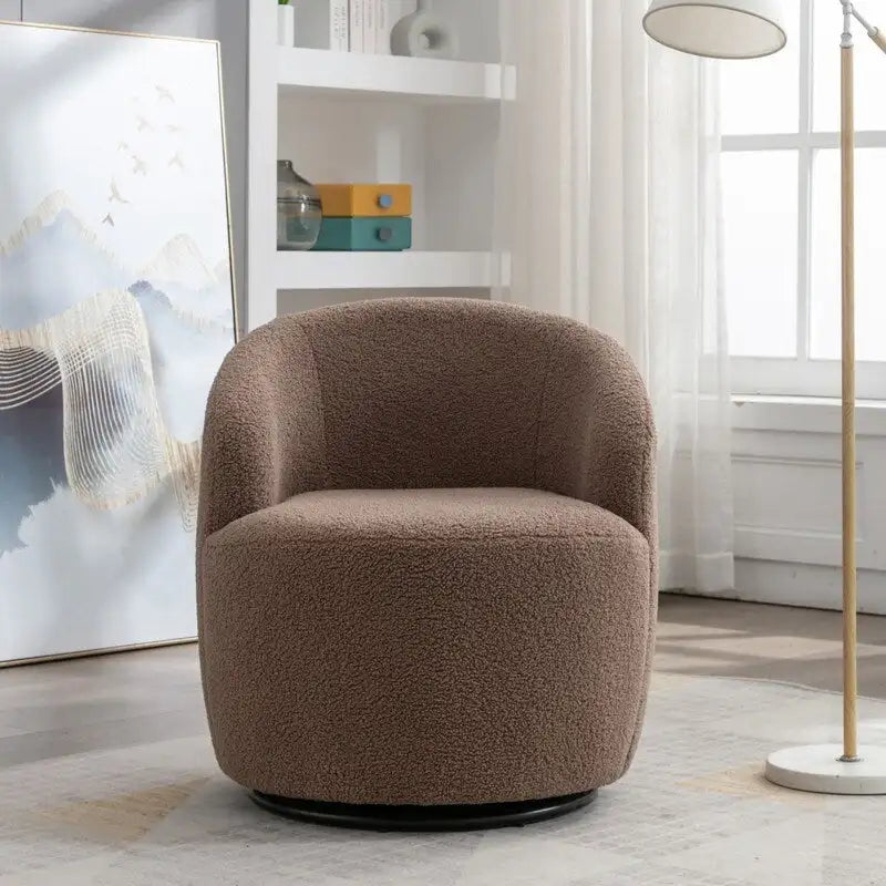 360° Swivel Accent Barrel Chair – Upholstered with Metal Swivel Base
