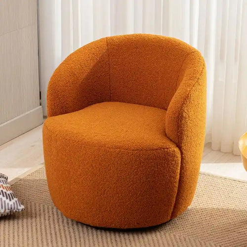 360° Swivel Accent Barrel Chair – Upholstered with Metal Swivel Base