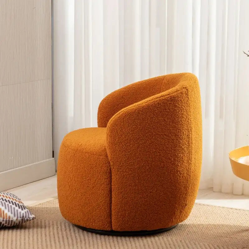360° Swivel Accent Barrel Chair – Upholstered with Metal Swivel Base