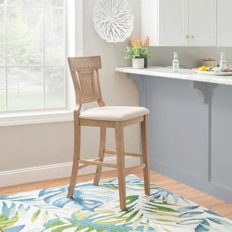 Handwoven Rattan Farmhouse Bar Stool