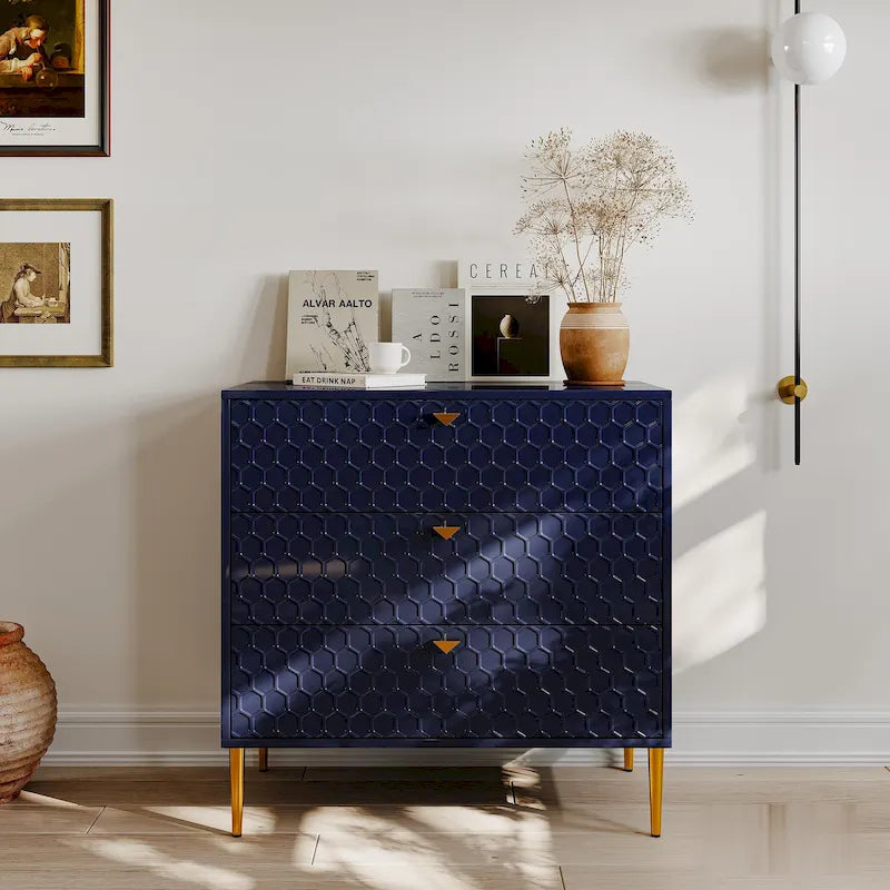 3-Drawer Dresser Chest with Metal Legs