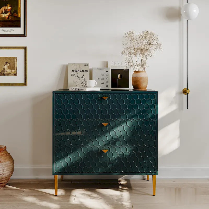 3-Drawer Dresser Chest with Metal Legs