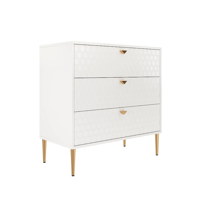 3-Drawer Dresser Chest with Metal Legs