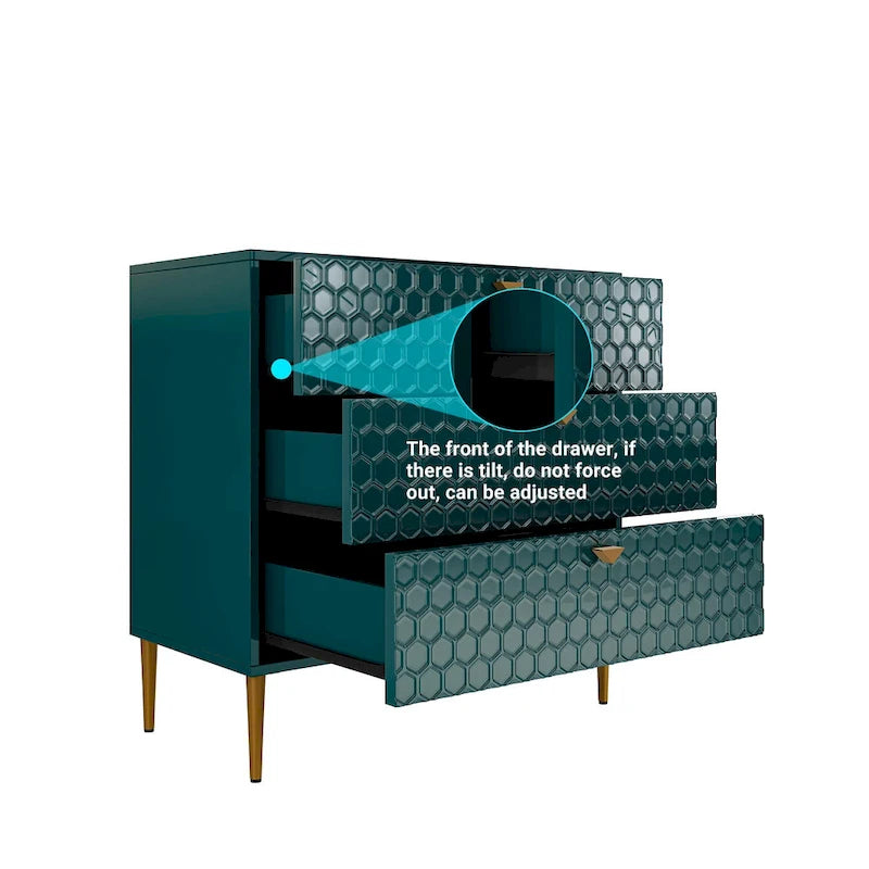3-Drawer Dresser Chest with Metal Legs