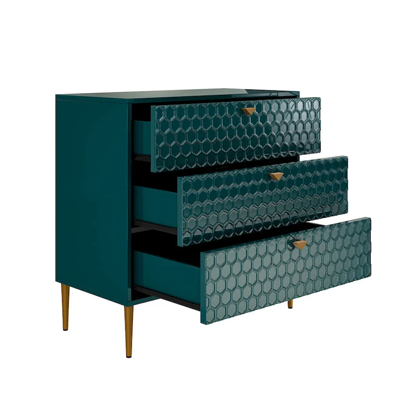 3-Drawer Dresser Chest with Metal Legs