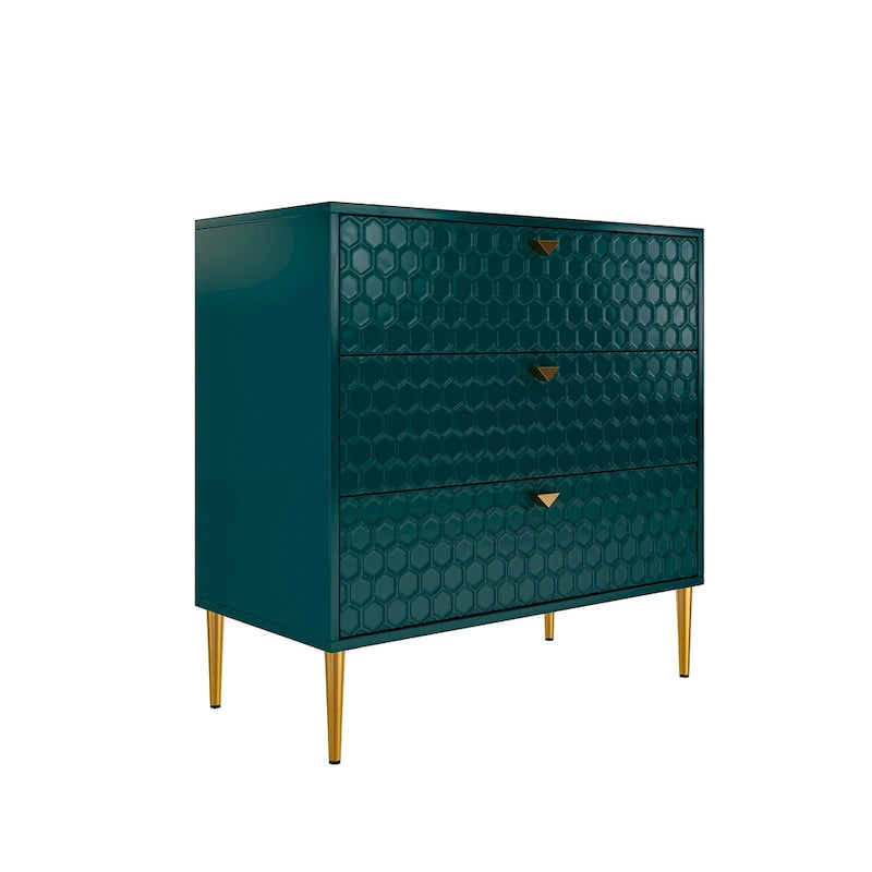 3-Drawer Dresser Chest with Metal Legs