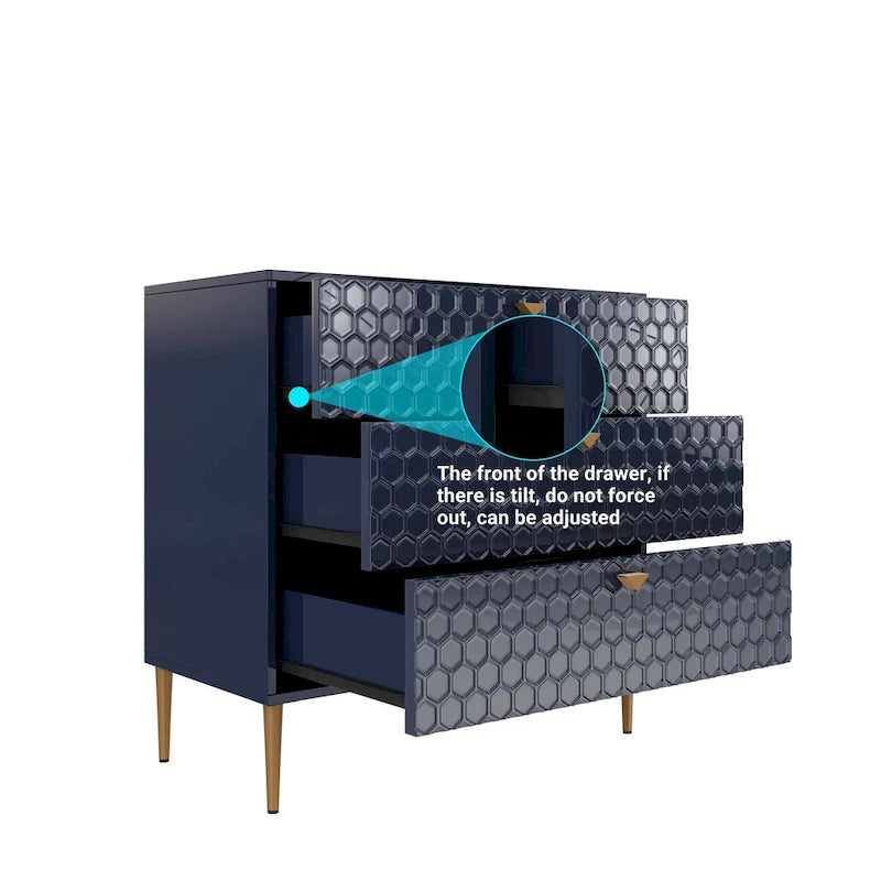 3-Drawer Dresser Chest with Metal Legs