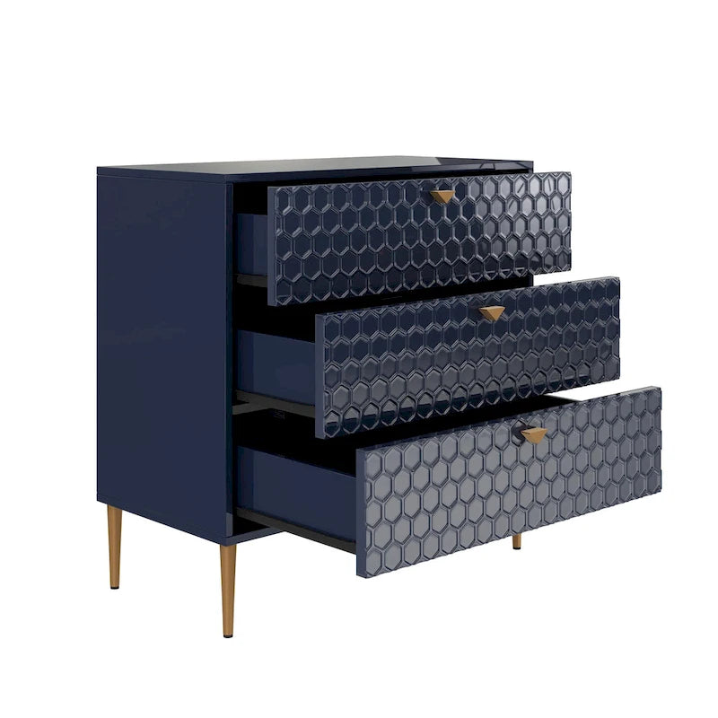 3-Drawer Dresser Chest with Metal Legs