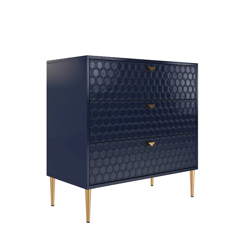 3-Drawer Dresser Chest with Metal Legs