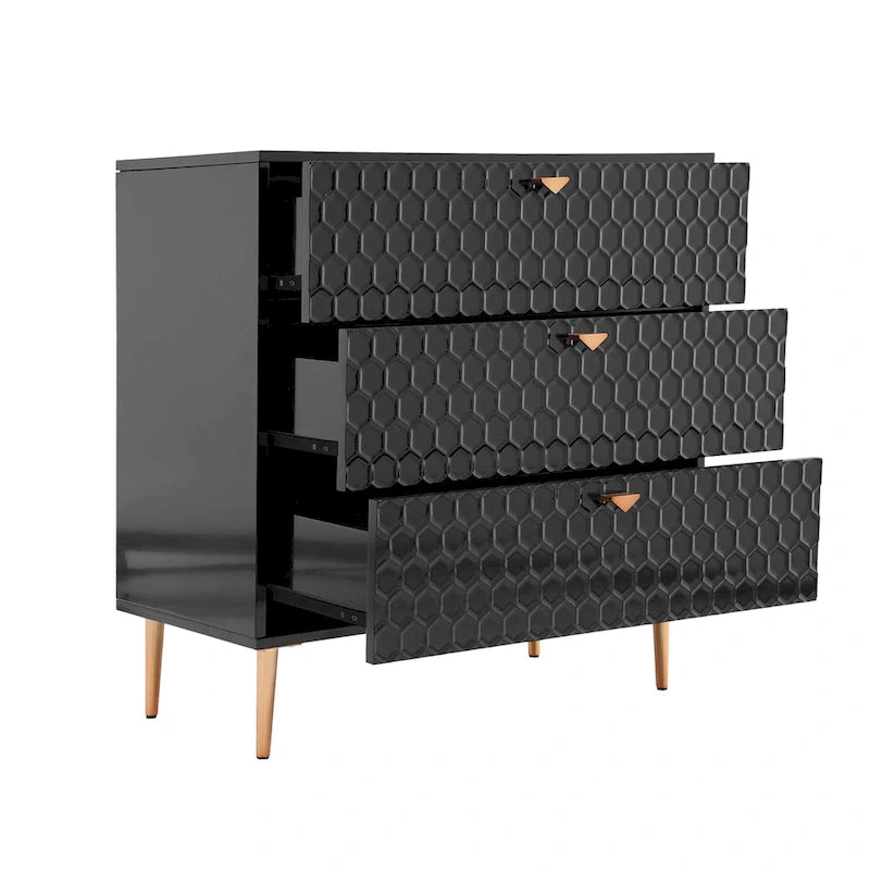 3-Drawer Dresser Chest with Metal Legs