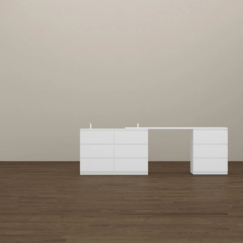 9-Drawer White Storage Unit with Extendable Top