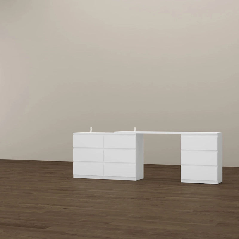 9-Drawer White Storage Unit with Extendable Top