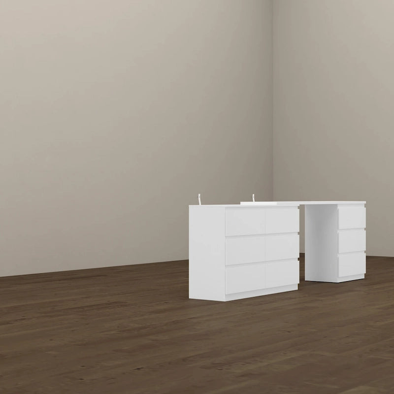 9-Drawer White Storage Unit with Extendable Top