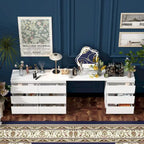 9-Drawer White Storage Unit with Extendable Top