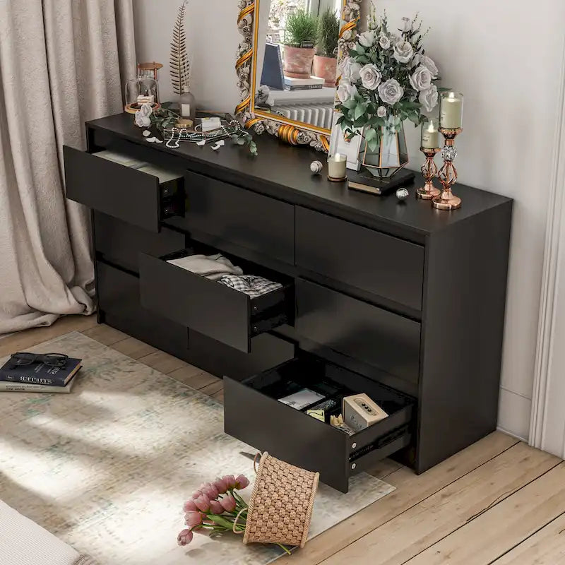 9-Drawer Double Dresser with Metal Glides
