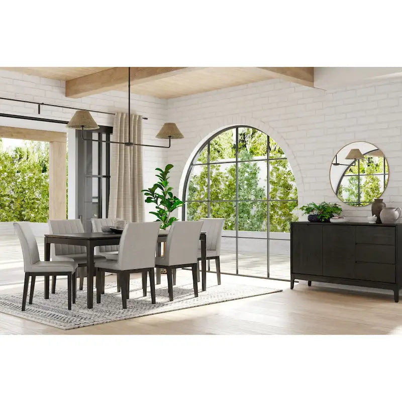 Rectangular Solid Wood Dining Table, Vintage Black