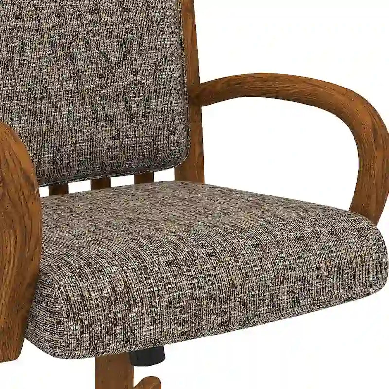 Upholstered Caster Dining Chair with Swivel Tilt – Chestnut Finish