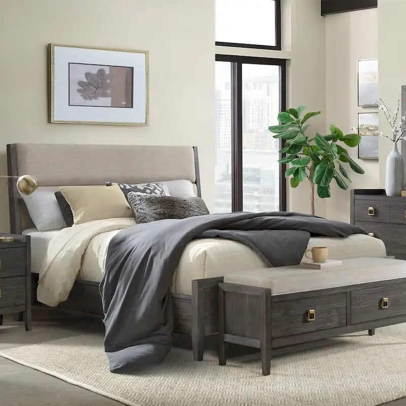 58-Inch Bedroom Storage Bench in Brushed Brindle