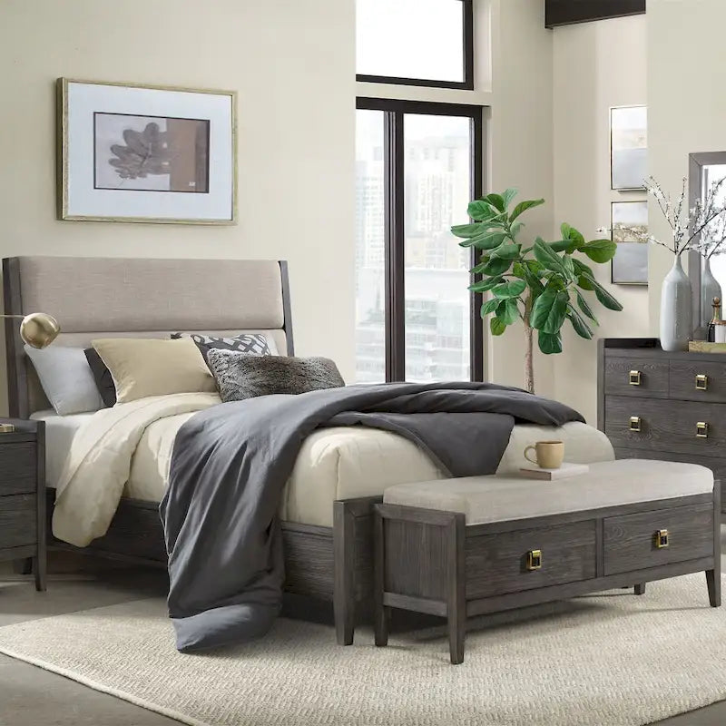 58-Inch Bedroom Storage Bench in Brushed Brindle