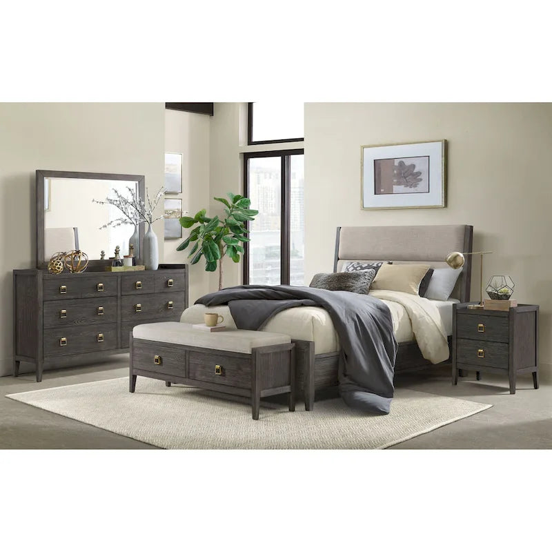 58-Inch Bedroom Storage Bench in Brushed Brindle