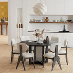 Solid Wood 52-Inch Round Dining Table for 6