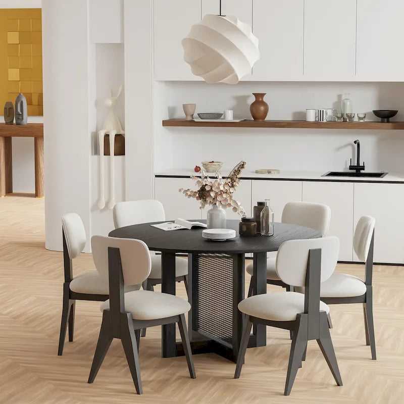 Solid Wood 52-Inch Round Dining Table for 6