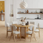 Solid Wood 52-Inch Round Dining Table for 6