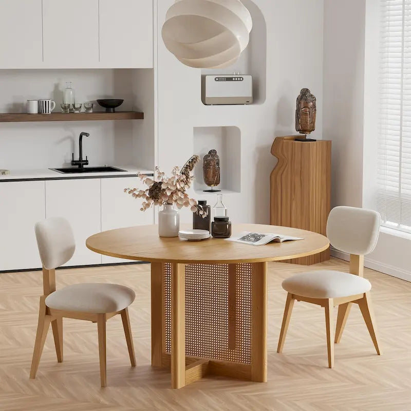 Solid Wood 52-Inch Round Dining Table for 6
