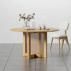 Solid Wood 52-Inch Round Dining Table for 6
