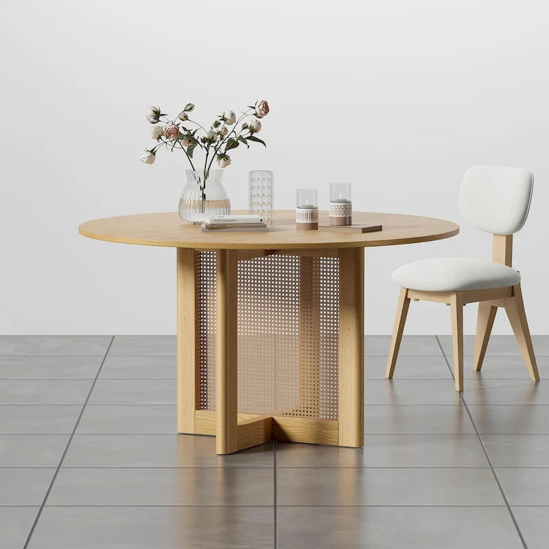 Solid Wood 52-Inch Round Dining Table for 6