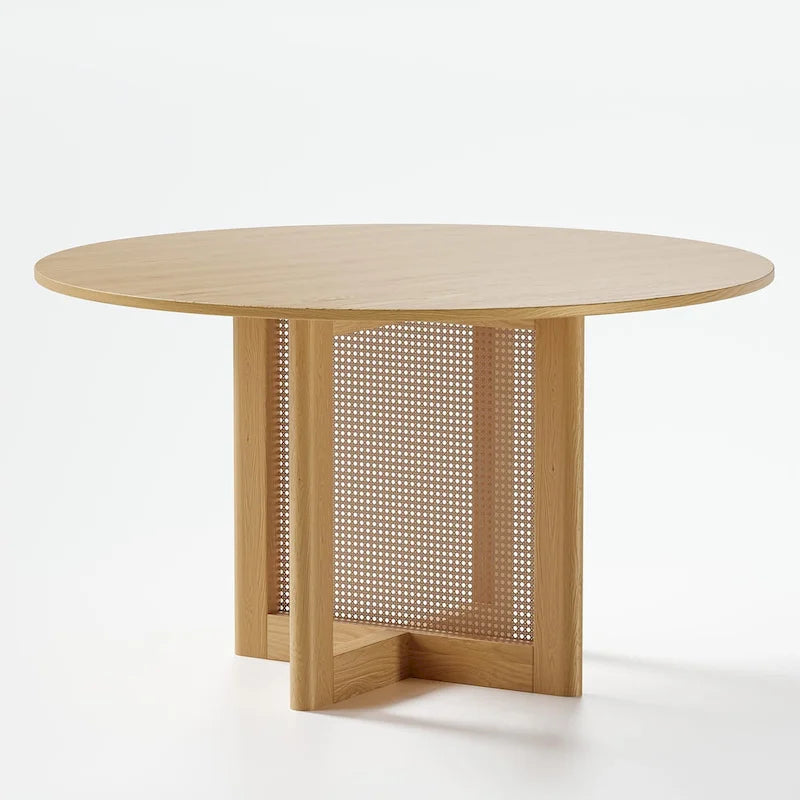 Solid Wood 52-Inch Round Dining Table for 6