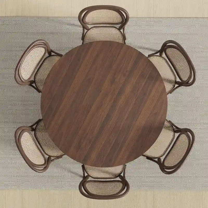 Solid Wood 52-Inch Round Dining Table for 6