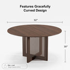 Solid Wood 52-Inch Round Dining Table for 6
