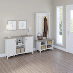 Hall Tree Shoe Bench and Storage Cabinet Set