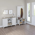 Hall Tree Shoe Bench and Storage Cabinet Set