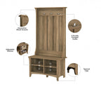 Hall Tree Shoe Bench and Storage Cabinet Set