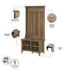 Hall Tree Shoe Bench and Storage Cabinet Set