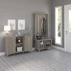 Hall Tree Shoe Bench and Storage Cabinet Set